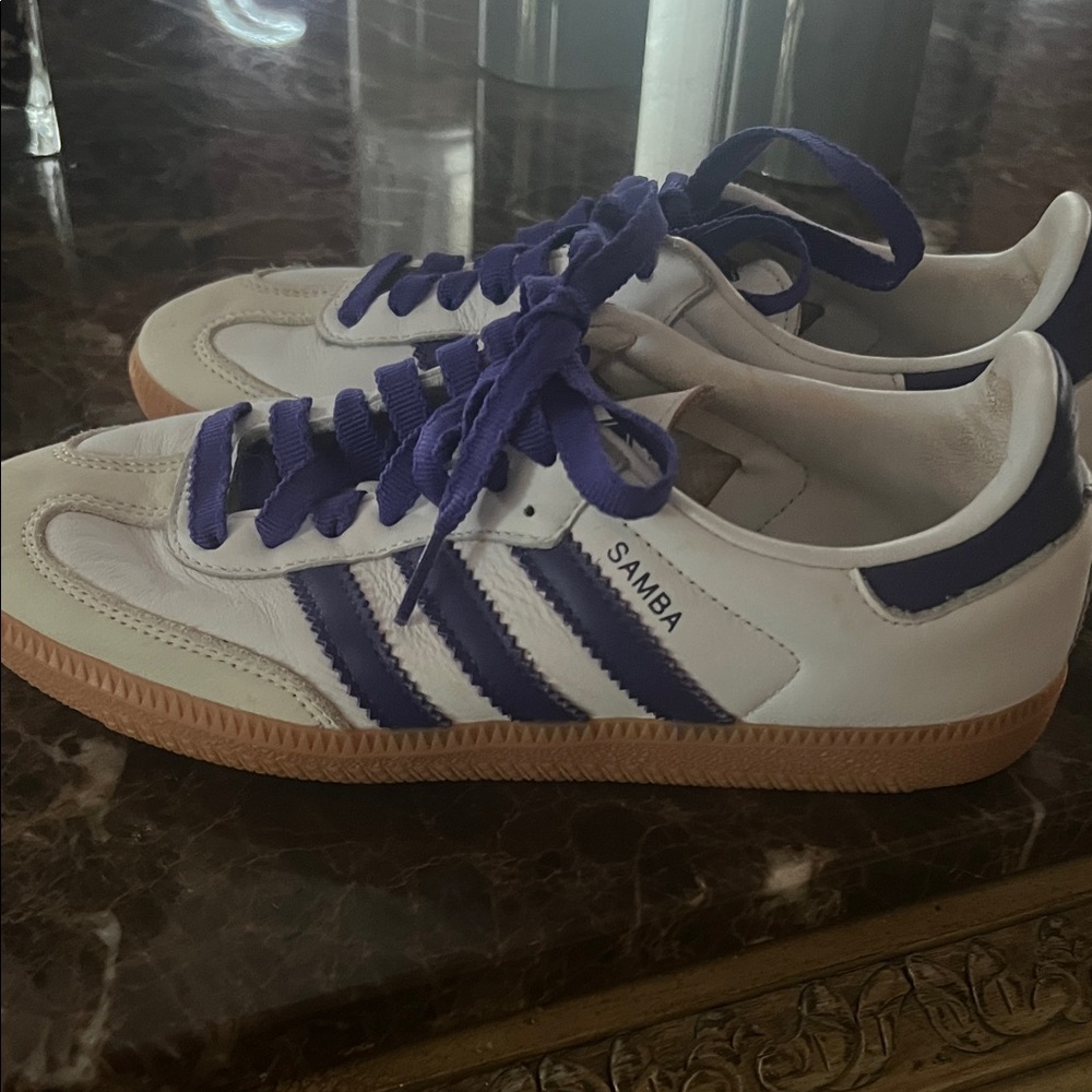 Adidas Samba White and Purple Sneakers